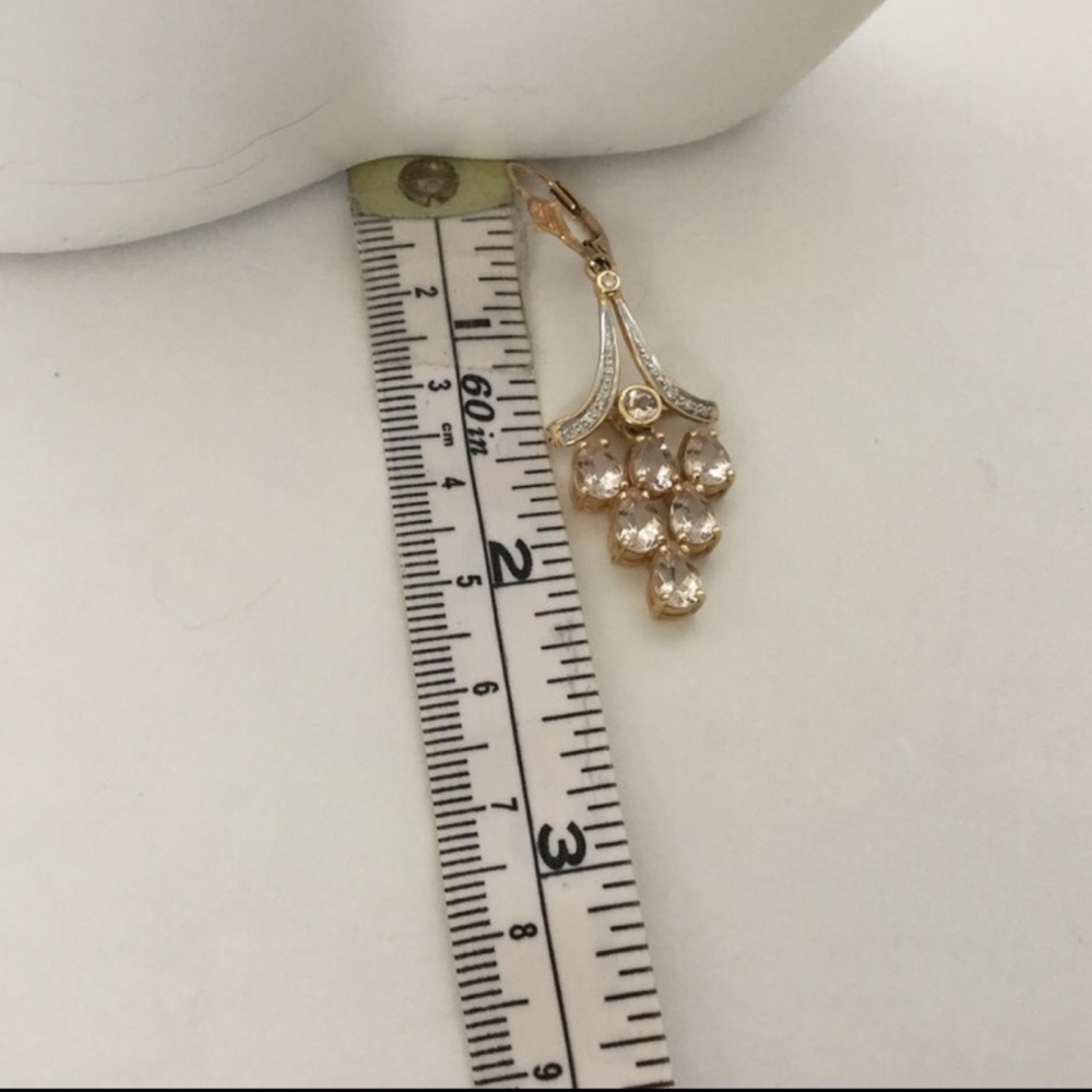 14k MORGANITE CHANDELIER EARRINGS - Picture 3 of 6